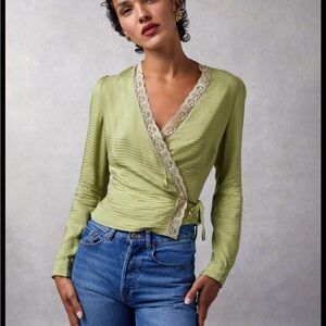 Rouje Green Wrap Top